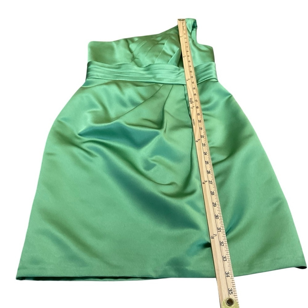 David's Bridal One-Shoulder Sage Green Cocktail Dress - Picture 7 of 9